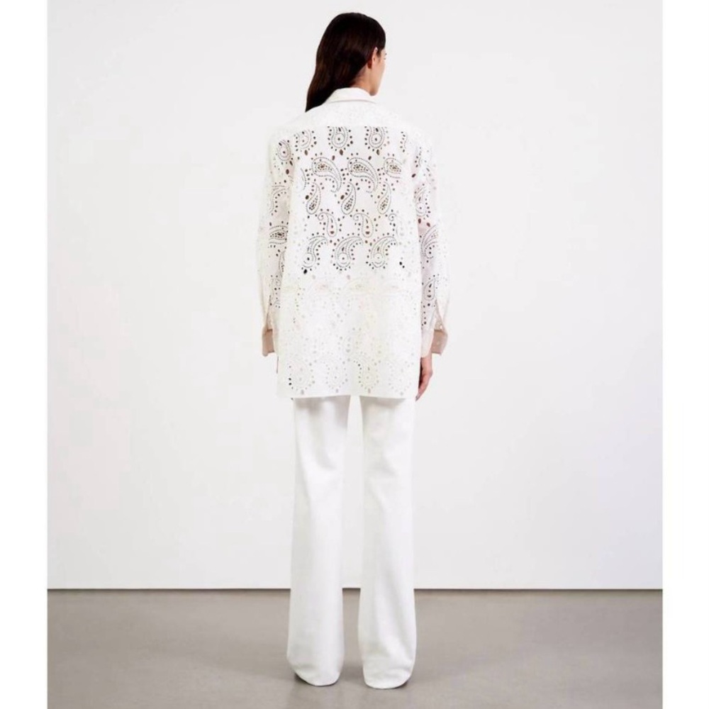 Nili Lotan White Eyelet Button-Down Shirt - Picture 11 of 12